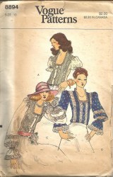 8894 VOGUE PEASANT FRILLY TUCK LACY SS-LS BLOUSE PATTERN 14
